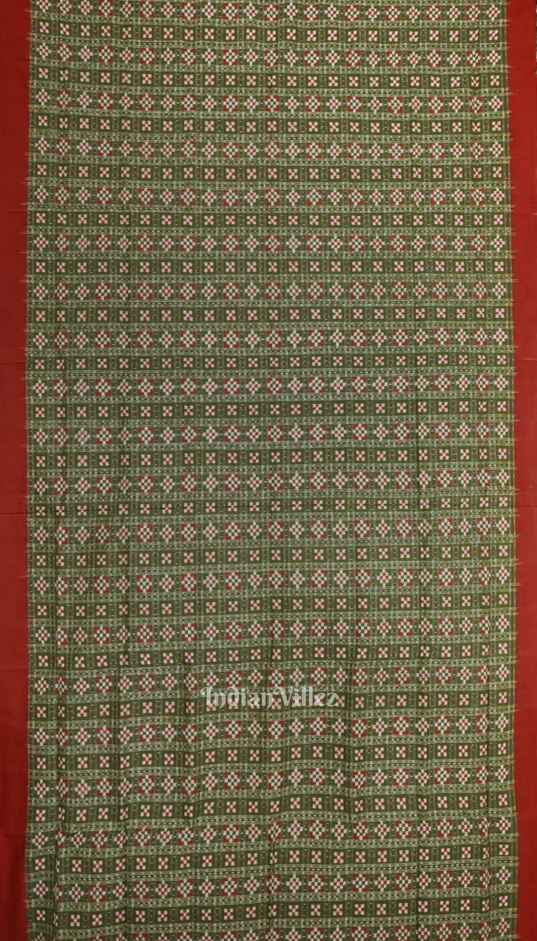 Green Red Pasapali Theme Sambalpuri Silk Saree