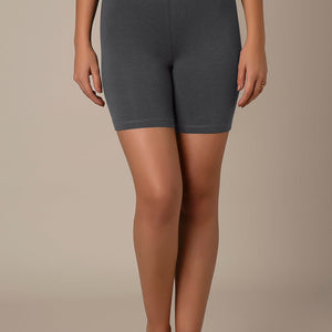 Smooth Mid-thigh Cotton Shortie Liner - Grey Pinstripe