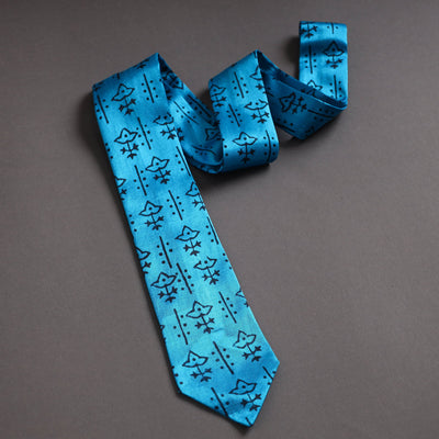 Block Printed Mashru Silk Handmade Necktie for Men