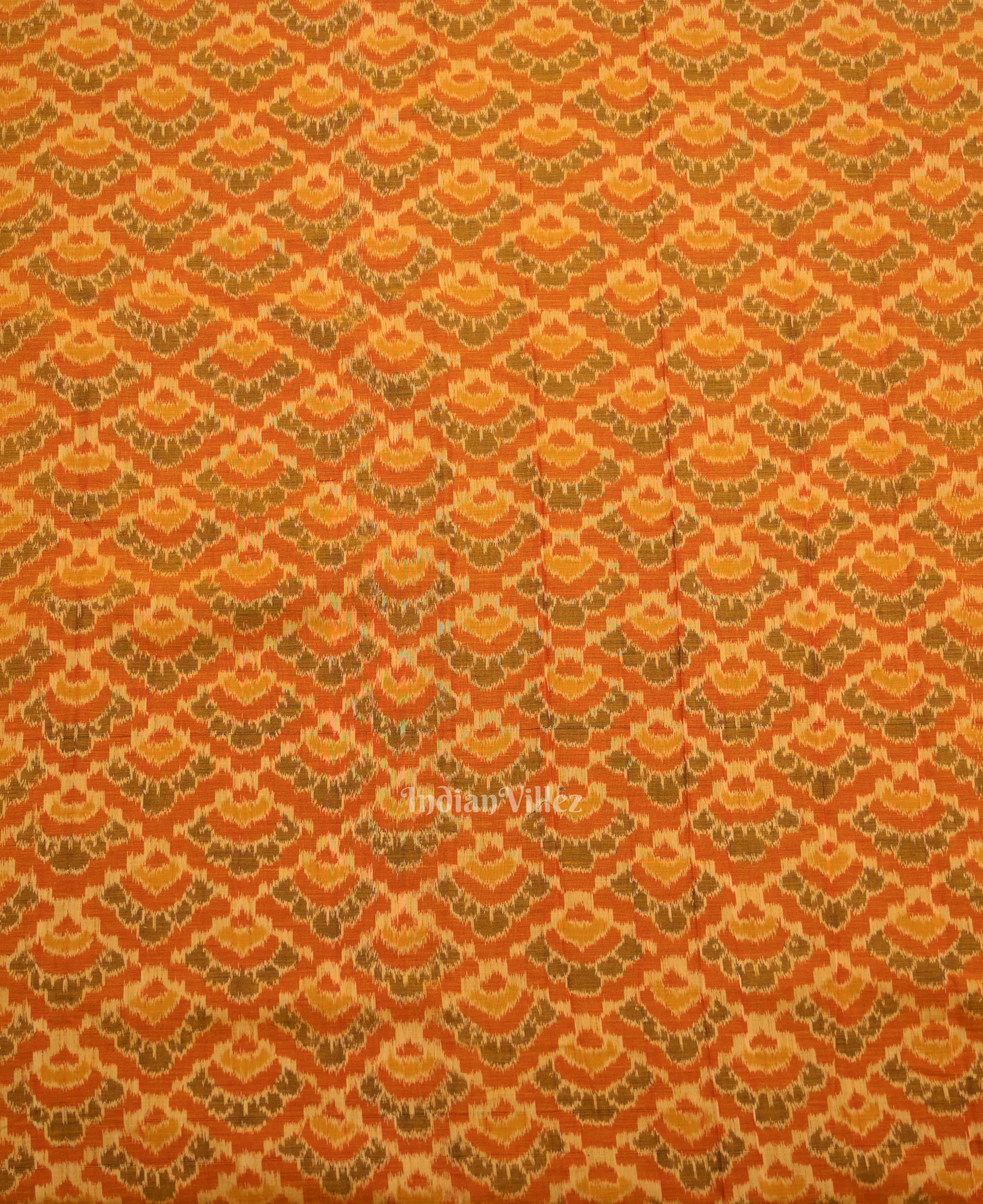 Orange Black Odisha Ikat Sambalpuri Dress Set & Dupatta