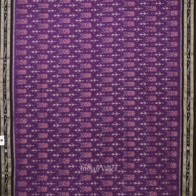 Purple Black Tribal Theme Odisha Ikat Sambalpuri Cotton Saree