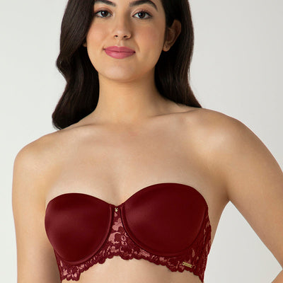 Femme Lace Padded Wired Multiway Bra - Biking Red
