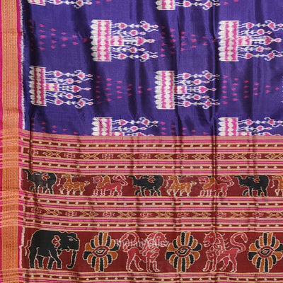 Blue Tribal Jhoti Theme Odisha Ikat Khandua Silk Saree