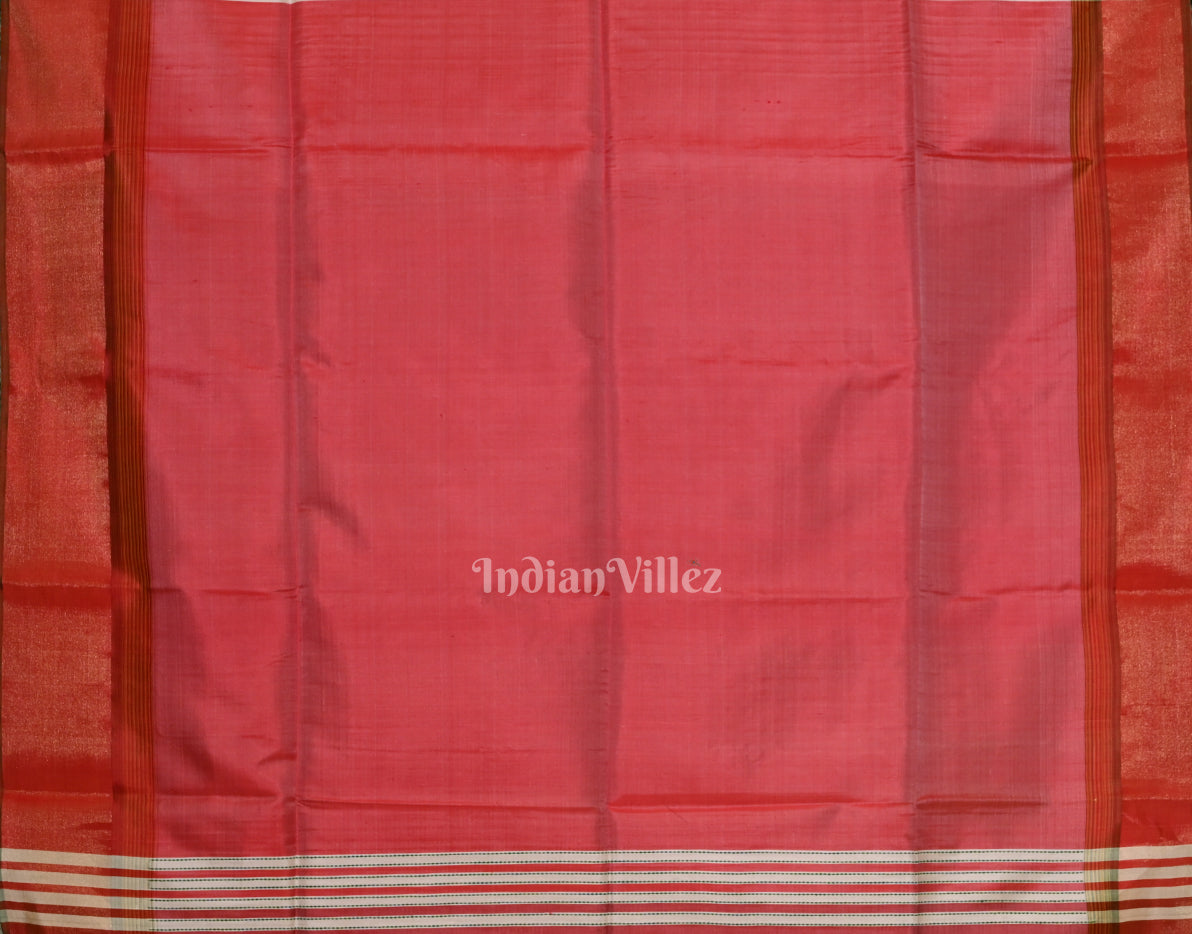 Off White Red Pure Bishnupuri Silk Saree