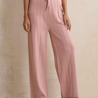 trueBrowns Pink Woollen Flared Pants