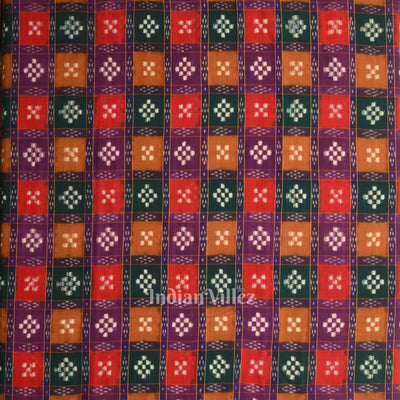 Multi Color Pasapali Sambalpuri Ikat Cotton Fabric