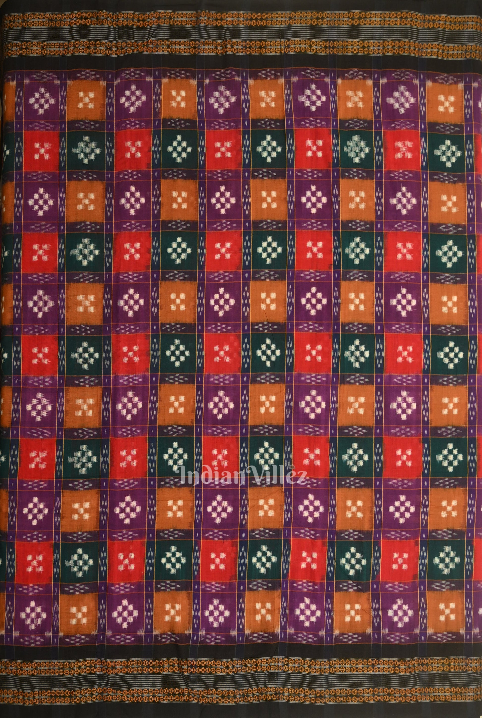 Multi Color Pasapali Sambalpuri Ikat Cotton Fabric