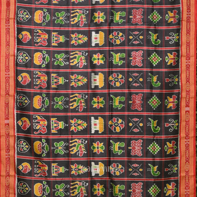 Black Red Nabakothi Odisha Ikat Khandua Silk Saree