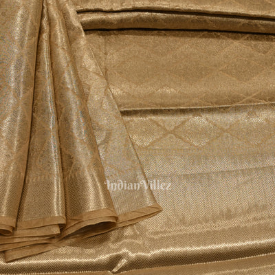Pure Golden Zari  Floral Woven Tissue Banarasi Saree