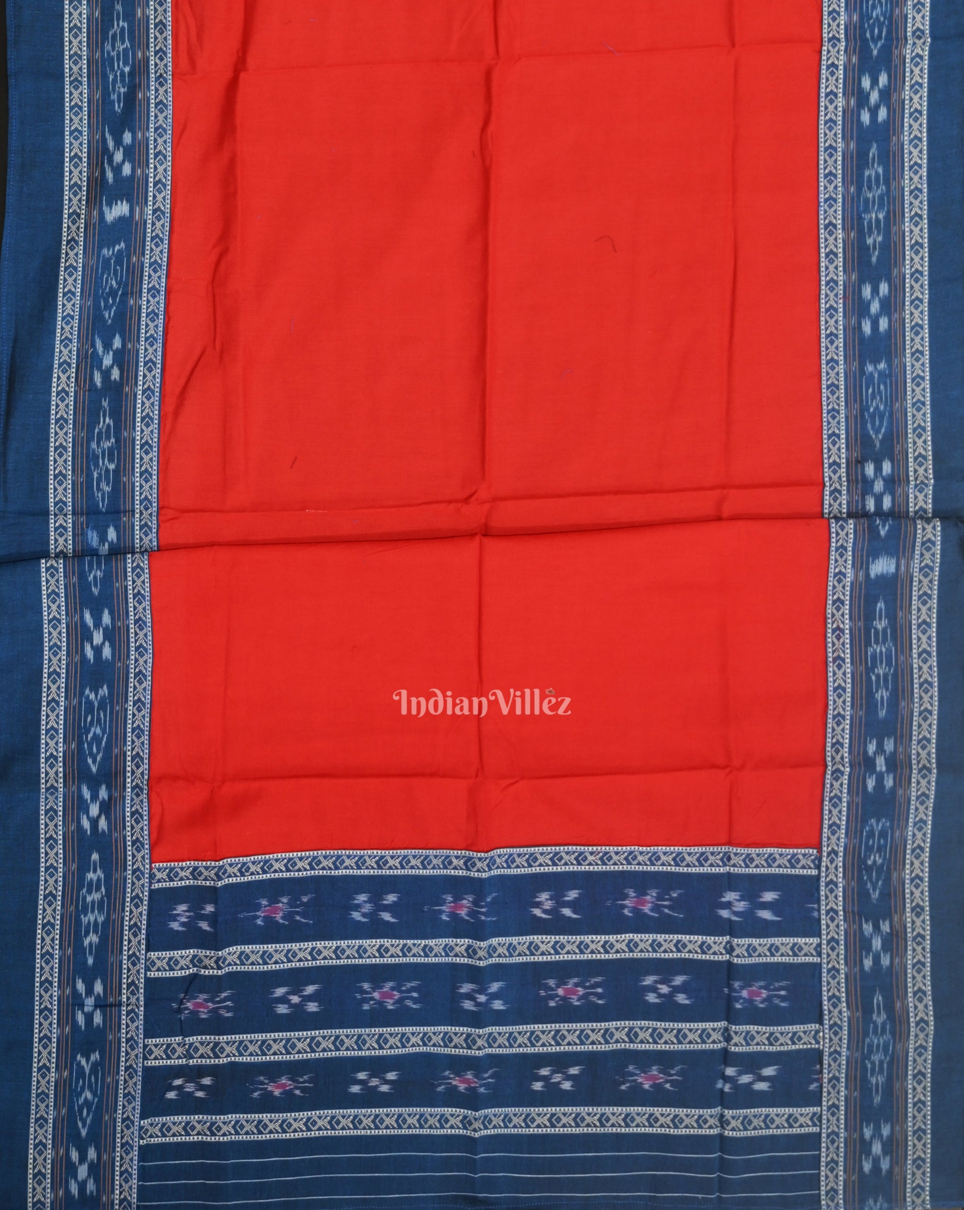 Blue Red Pasapali Sambalpuri Cotton Dress set with Dupatta