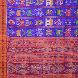 Deep Blue Nabakothi Odisha Ikat Khandua Silk Saree