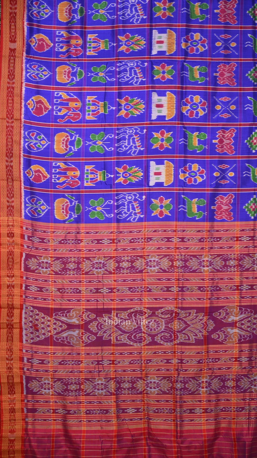 Deep Blue Nabakothi Odisha Ikat Khandua Silk Saree