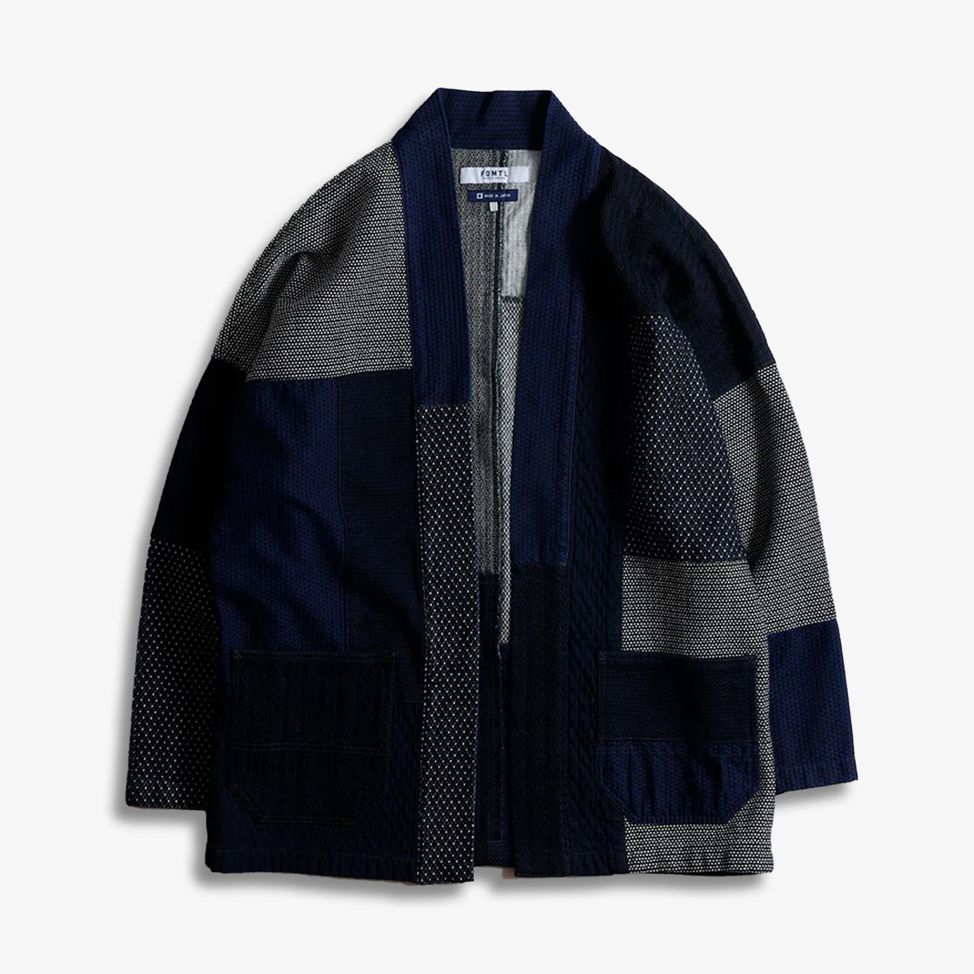 FDMTL | PATCHWORK HAORI JACKET RINSE { INDIGO