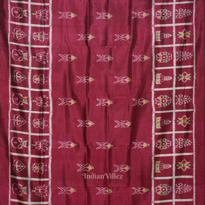 Maroon Fish Motif Odisha Ikat Contemporary Designer Saree