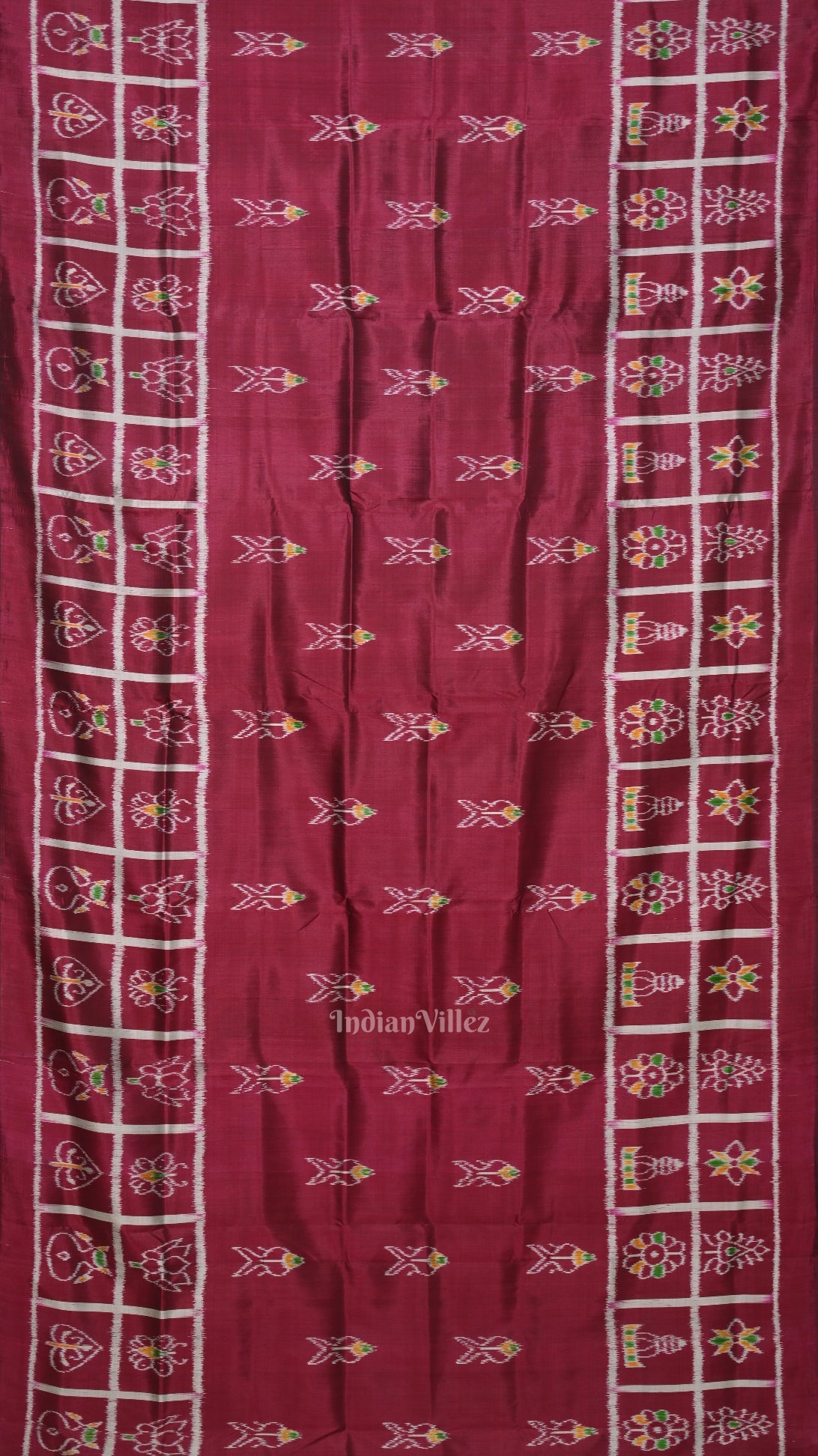 Maroon Fish Motif Odisha Ikat Contemporary Designer Saree