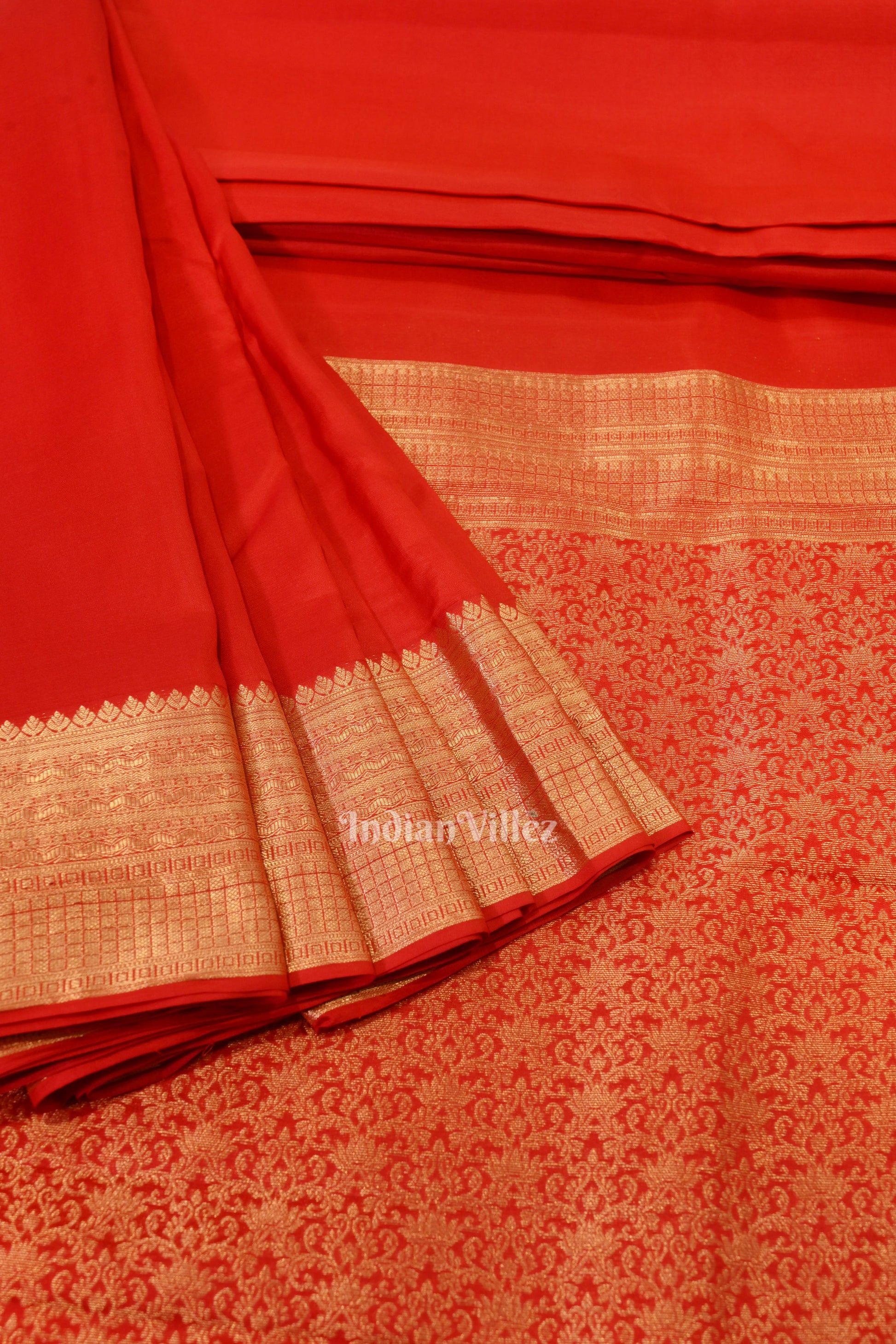 Classic Red pure Kanjivaram Silk Saree with  Zari Brocade