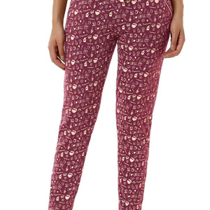 Full Length PJ Bottom - Burgundy Coffee Print