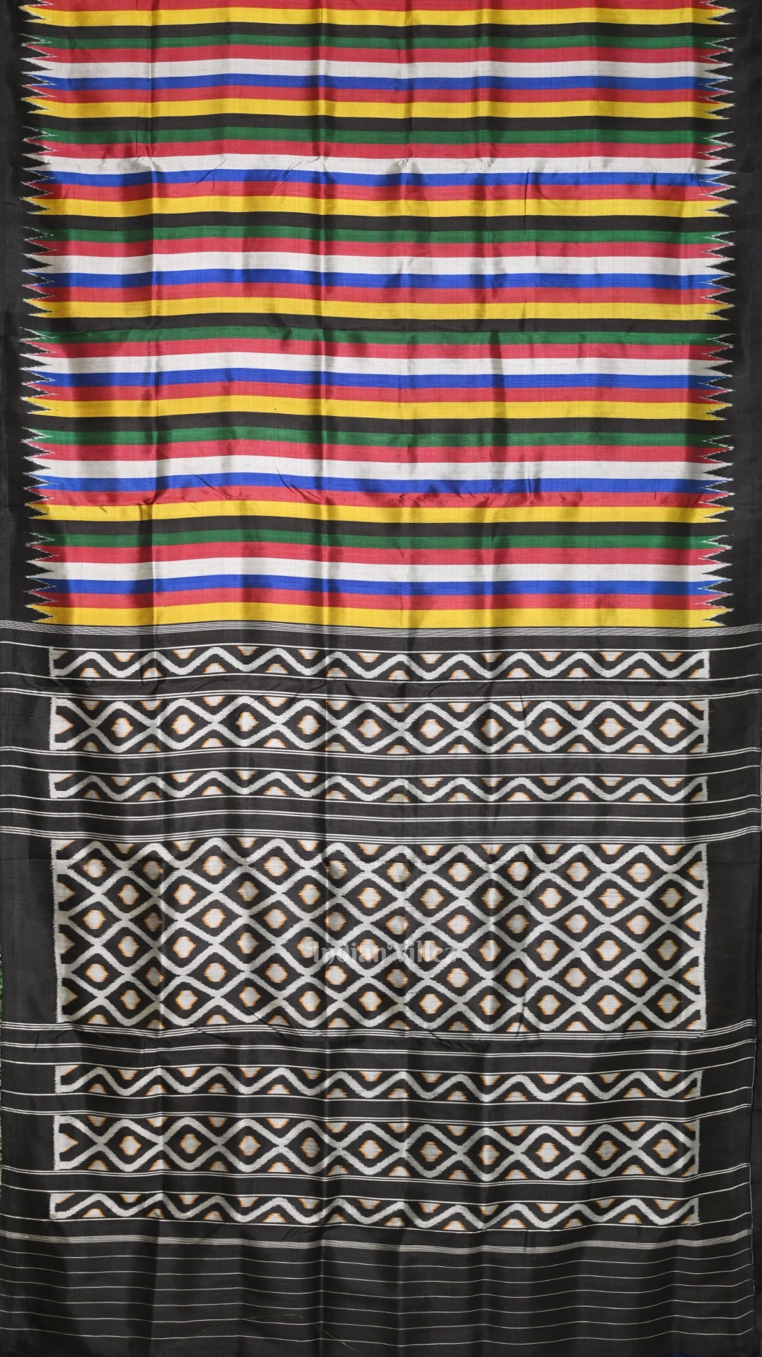 Multicolour Stripped Odisha Ikat Contemporary Designer Saree