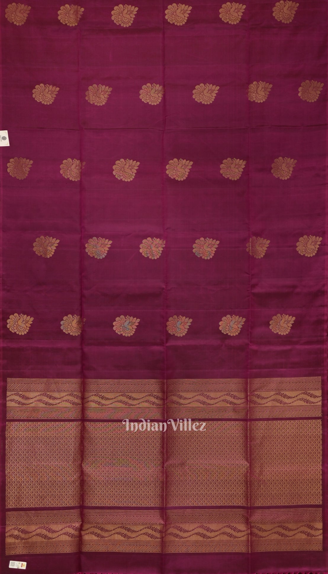 Deep Maroon With Golden Floral Design Pure Kanjivaram Soft Silk Saree