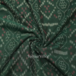 Green Flower Pasapali Design Sambalpuri Odisha Ikat Cotton Fabric