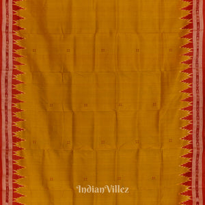 Golden Yellow Phoda Kumbha Design Odisha Ikat Khandua Silk Saree