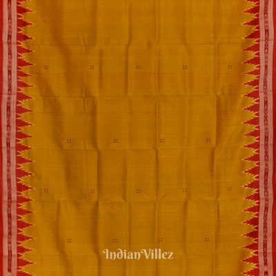 Golden Yellow Phoda Kumbha Design Odisha Ikat Khandua Silk Saree