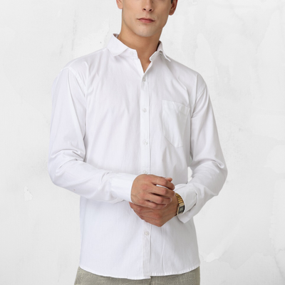 Twill Cotton Shirt for Man (White)
