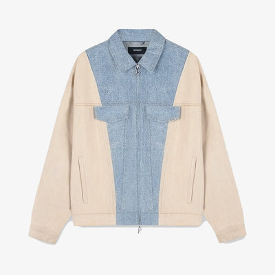 REPRESENT | R4 COLOUR BLOCK DENIM JACKET { BLUE