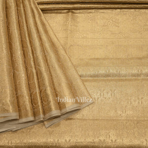 Gold Pearl Brocade Tissue Banarasi Saree
