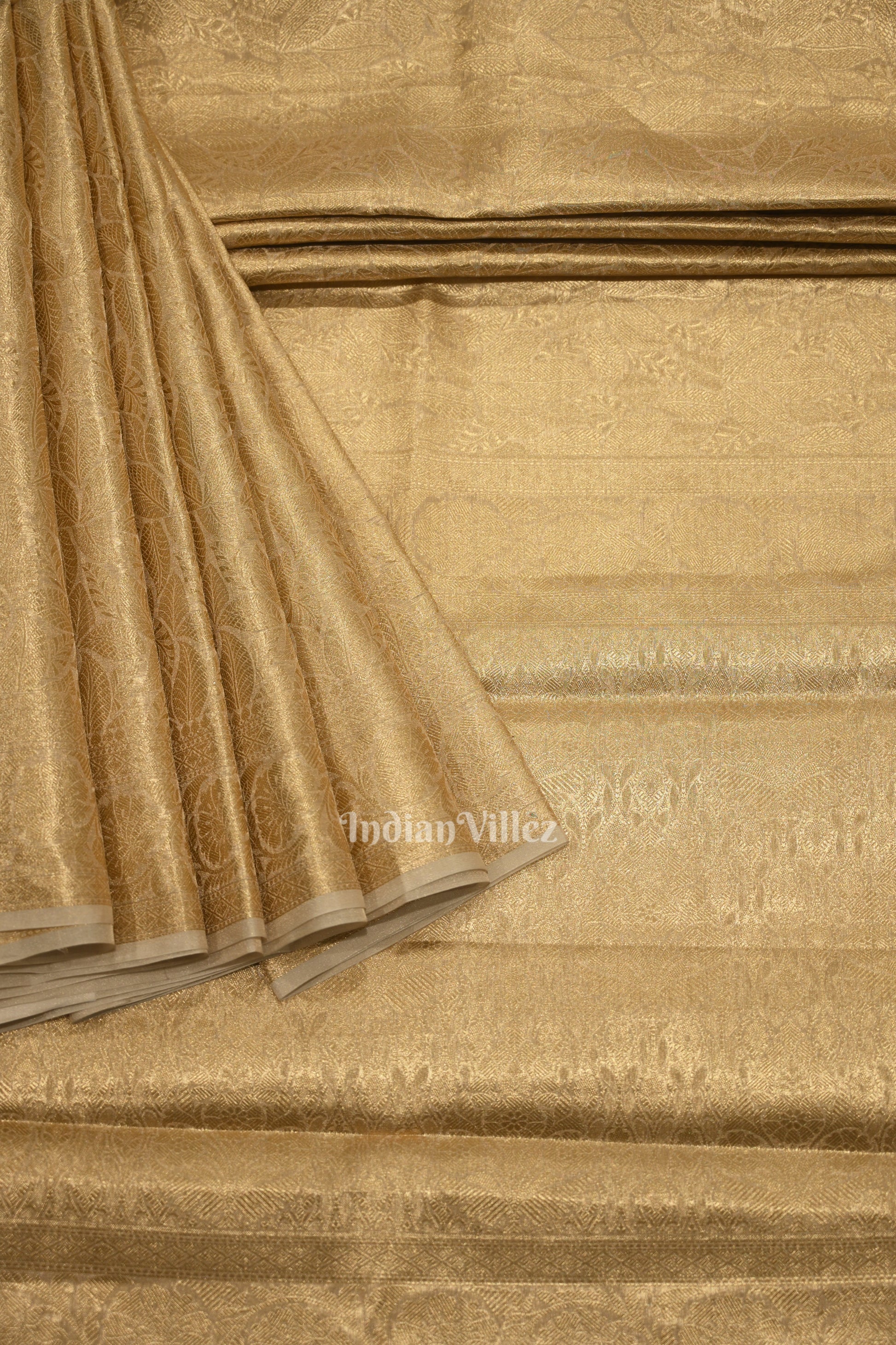 Gold Pearl Brocade Tissue Banarasi Saree