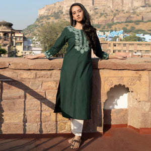 green-embroidered-cotton-silk-kurti