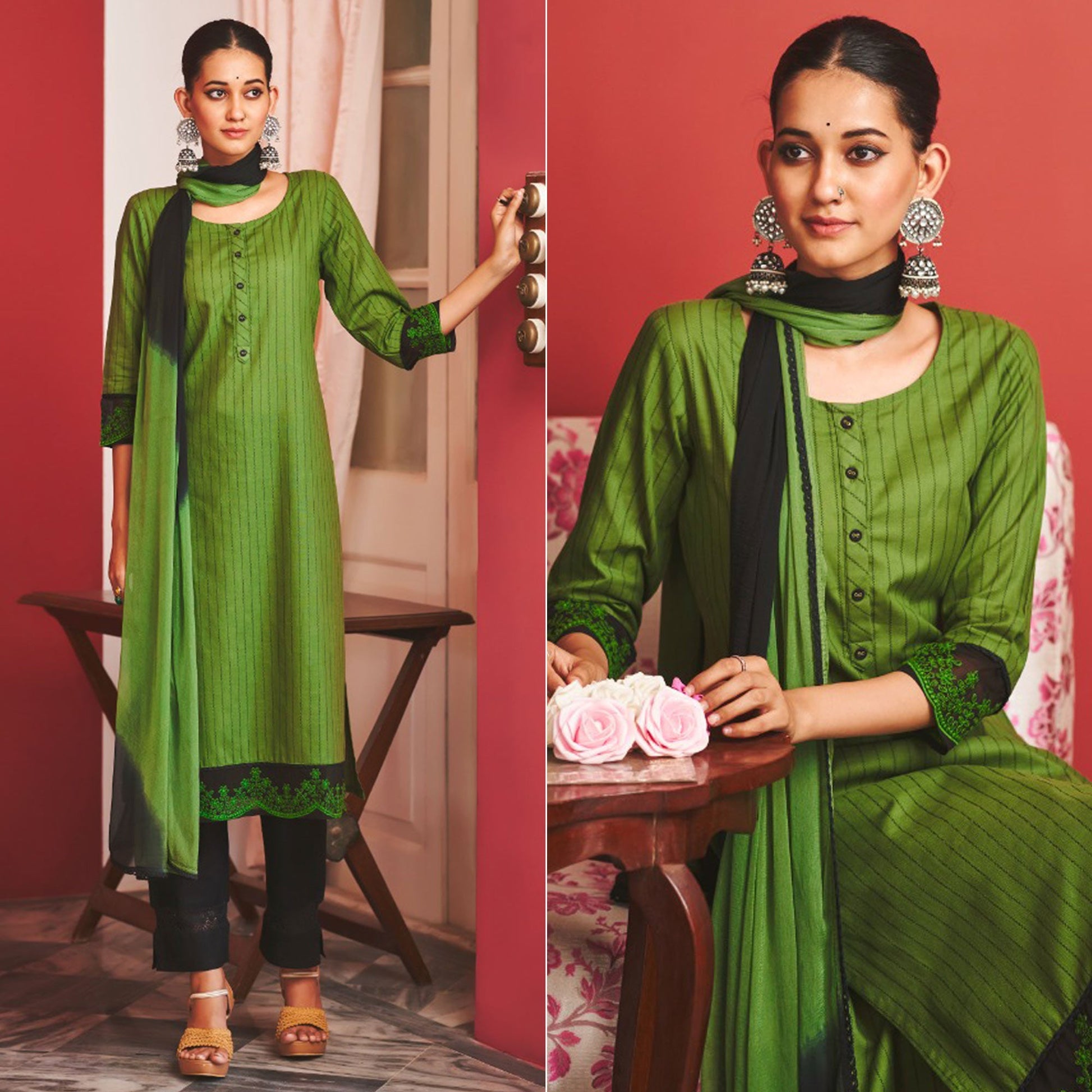 green-striped-printed-pure-cotton-salwar-suit