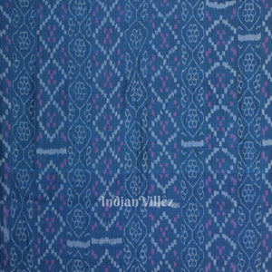 Persian Blue Flower Pasapali Sambalpuri Odisha Ikat Cotton Fabric