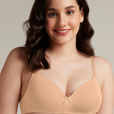 Smooth Style Padded Non-Wired Cotton Bra - Sandalwood