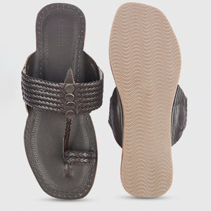 Brown Handstitched Leather Kolhapuri Men Slipper