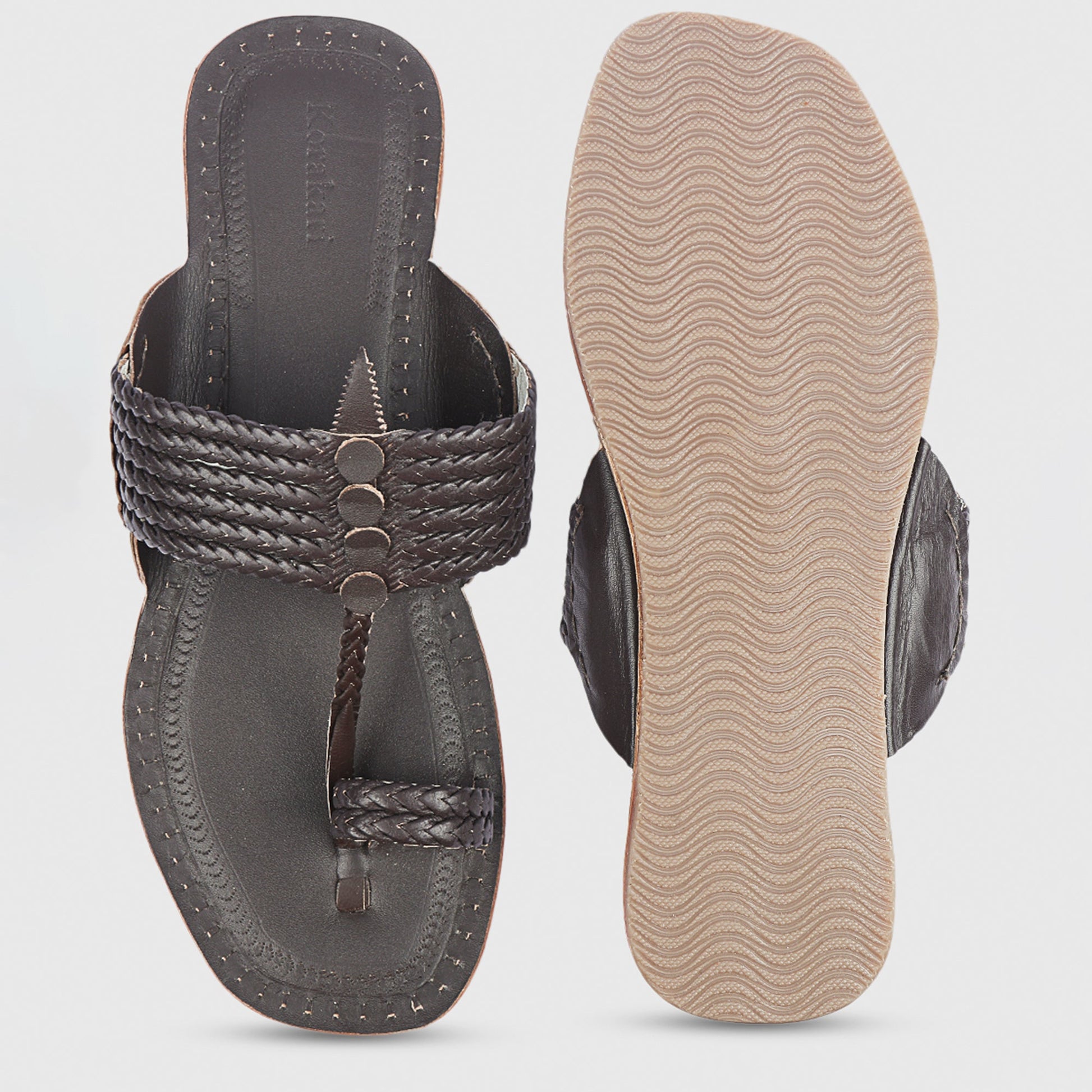Brown Handstitched Leather Kolhapuri Men Slipper