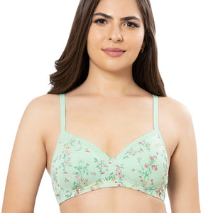 Cotton Casuals Padded Non-Wired Printed T-Shirt Bra - Cotton Ditsy Print