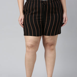 Women Printed Black Woven Mid Rise Viscose Lounge Shorts