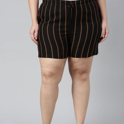 Women Printed Black Woven Mid Rise Viscose Lounge Shorts