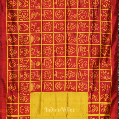 Deep Red Nabakothi Contemporary Silk Saree