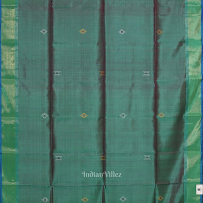 Light Blue Orange Pure Bishnupuri Silk Saree