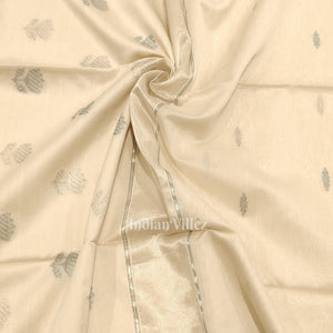 White Pure Silk Cotton Maheshwari Saree