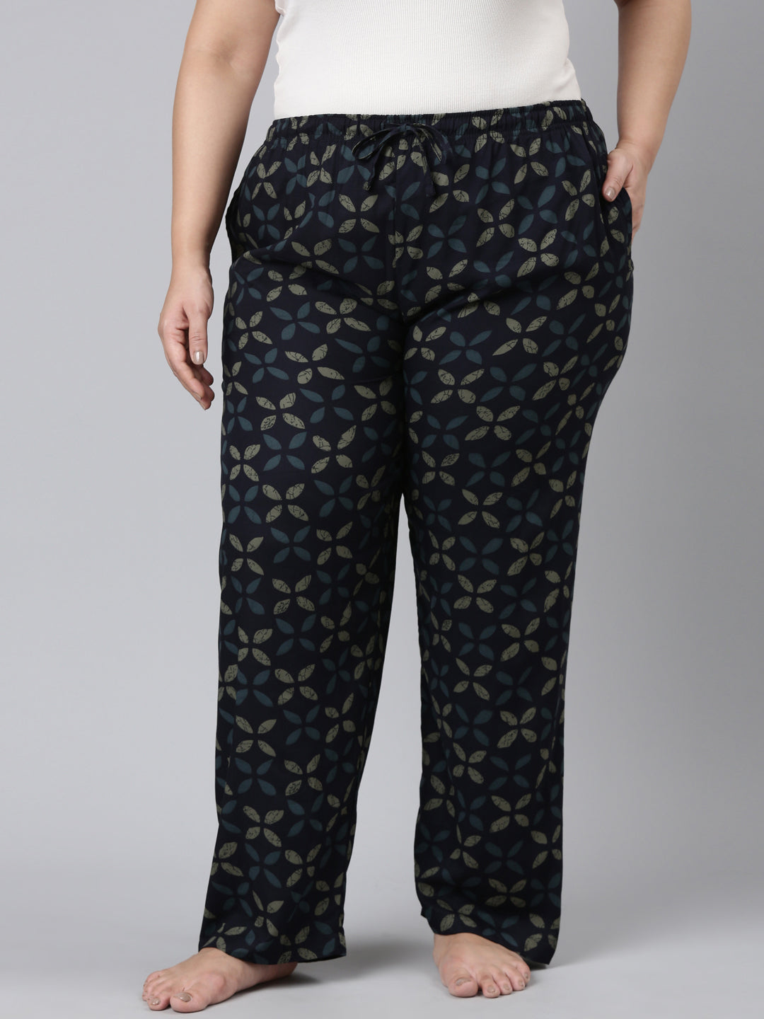 Women Printed Navys Woven Viscose Lounge Pants