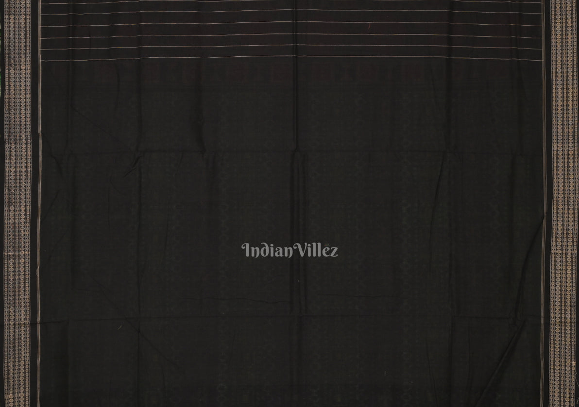 Green Black Odisha Ikat Sambalpuri Pure Cotton Saree