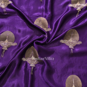 Violet Mashru Satin Silk Banarasi Saree