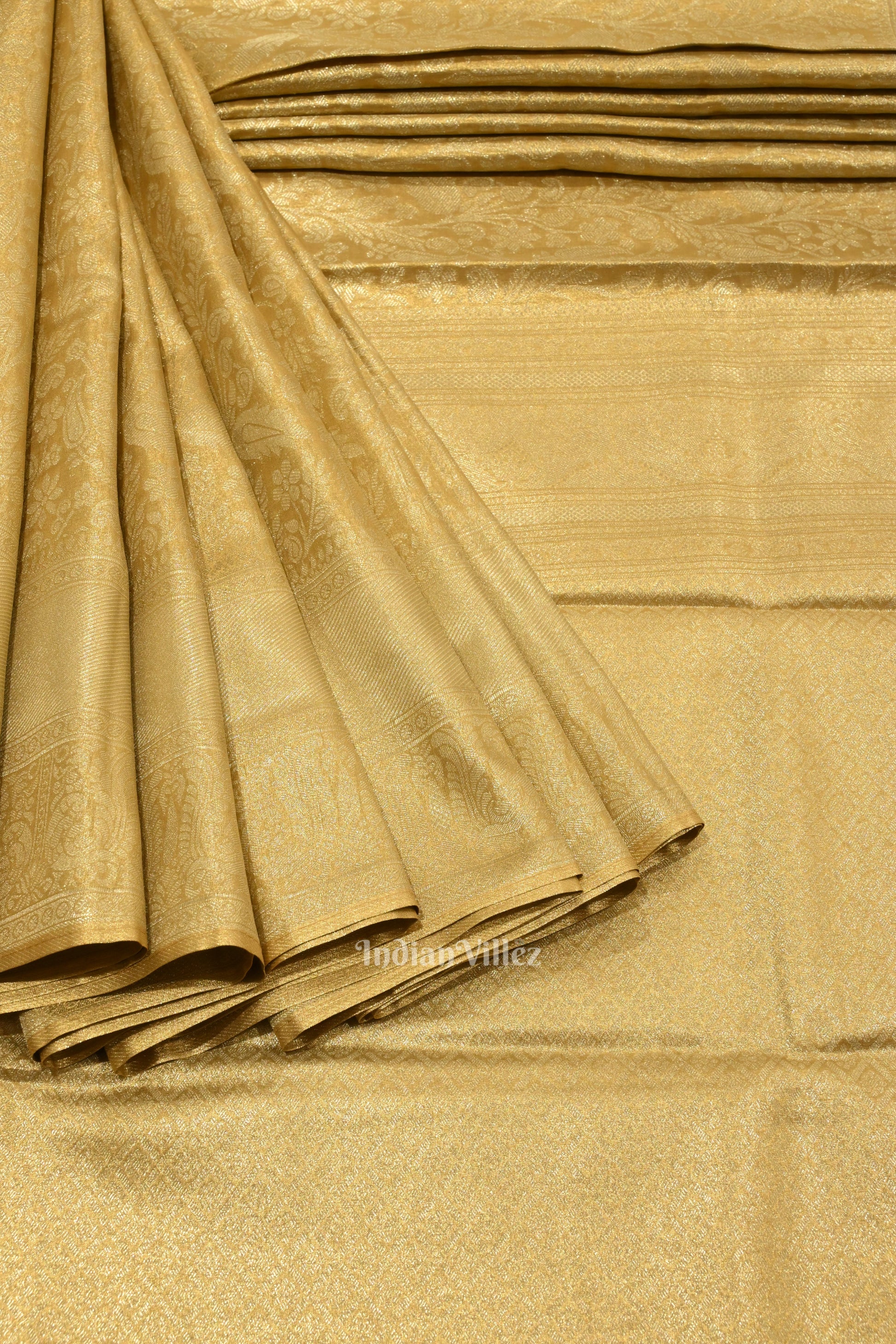 Golden Pure Kanjivaram Tissue Silk Saree