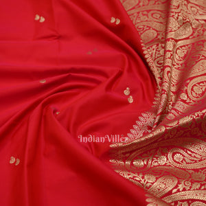 Bridal  Hot Rani Pink Soft Pure Mashru Satin Silk Banarasi Saree