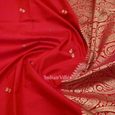 Bridal  Hot Rani Pink Soft Pure Mashru Satin Silk Banarasi Saree