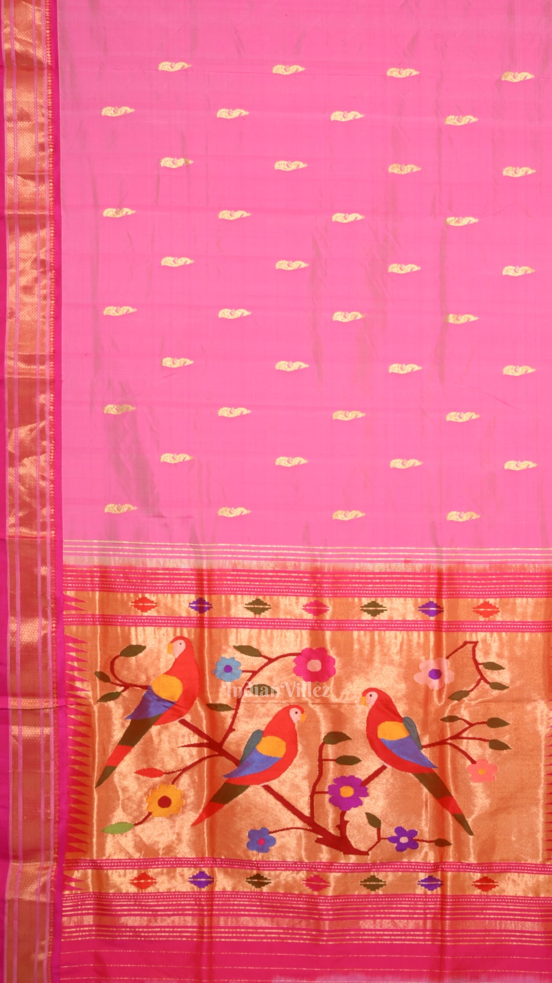 Pink Dual Tone  Peacock Butti Paithani Silk Saree