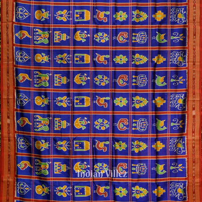 Blue Nabakothi Odisha Ikat Khandua Silk Saree